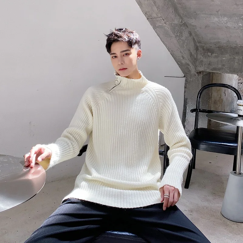 

Зимний новый мужской трикотаж на молнии с высокой степенью Ne, универсальный универсальный трикотаж с высоким воротником, повседневный длинный све, облегающий крой, хлопок...