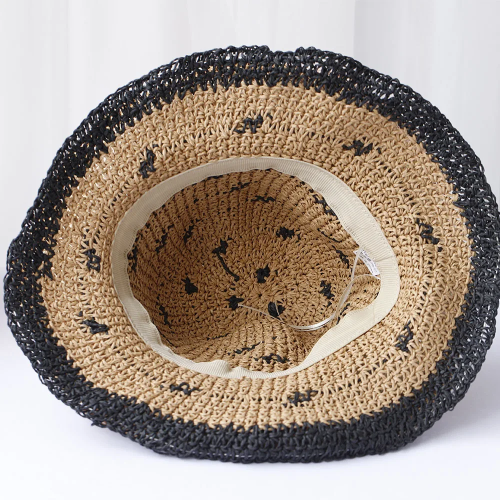 2024 New fashion Style Wave point Foldable Sun Crochet Hat For Beach, Travel And Vacation handmade straw hat