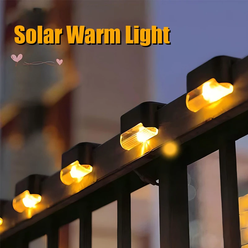 

4PCS Warm White Solar Step light Balcony Decor Light Waterproof Solar Outdoor Path Lamp Cute Courtyard Patio Stair Fence Light