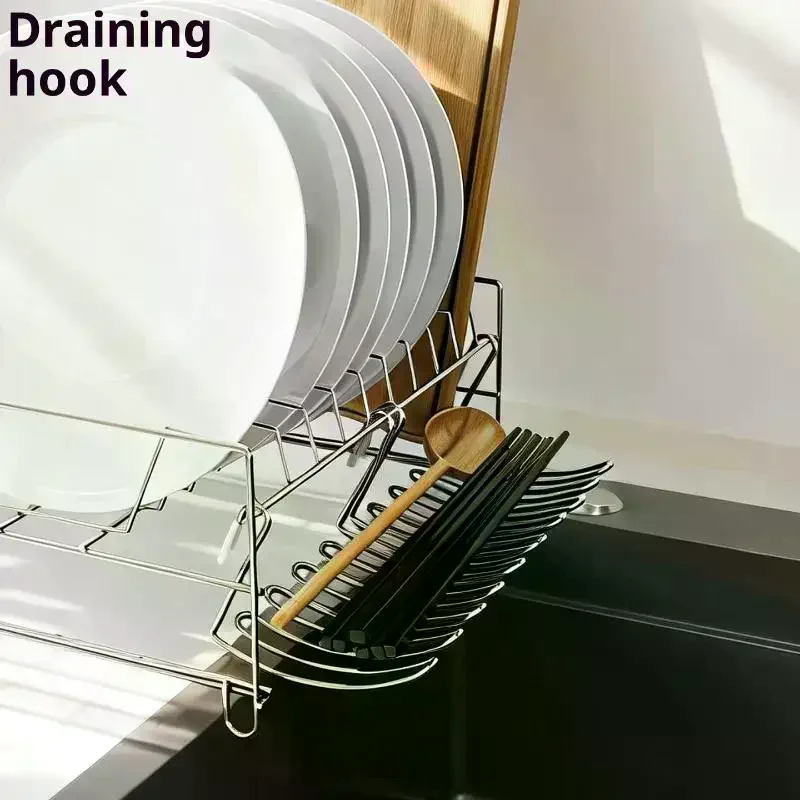 

1/2pcs Stainless Steel Drain Basket Expansion Small Hanging Rack Storage Rack Storage Basket Stainless Steel Home Goodies