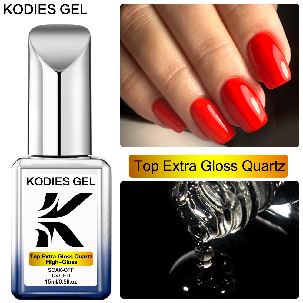 KODIES GEL Super Shine Top Coat UV Gel Nagellack 15ML No Wipe Topcoat Hochglanz Semi Permanent UV Nail Art Seal Cover Finish