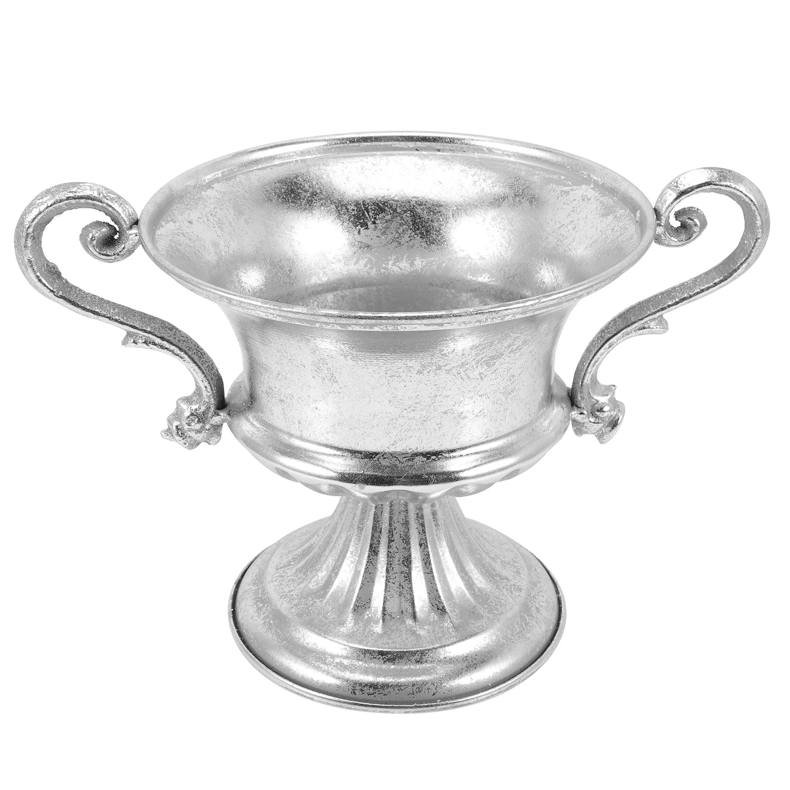 

Dining Room Table Decor Retro Silver Vase Centerpiece Small Iron Urn Planter Metal Fancy Pretty Flower Banquet