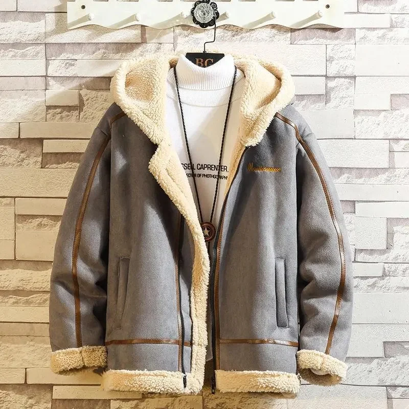 

2023 Winter New Loose Lamb Fleece Coat Men Fat and Handsome Fur Integrated Men's Fat and Thickened Cotton Clothes Tide Commuter