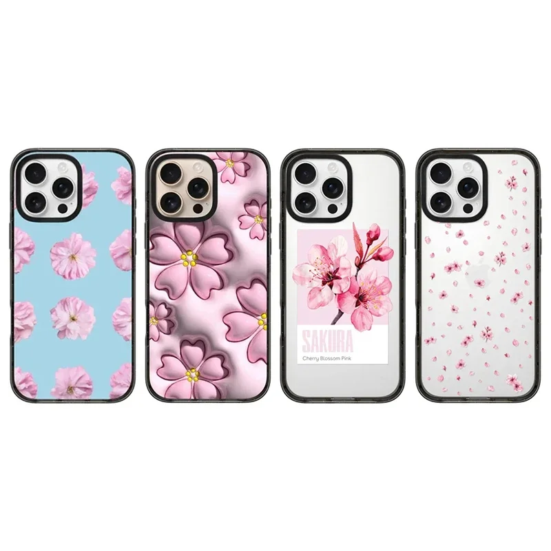 

Sakura Season 2.0 Acrylic Black Border Magnetic Phone Case Cover for IPhone 12 13 14 15 16 Pro Max Case