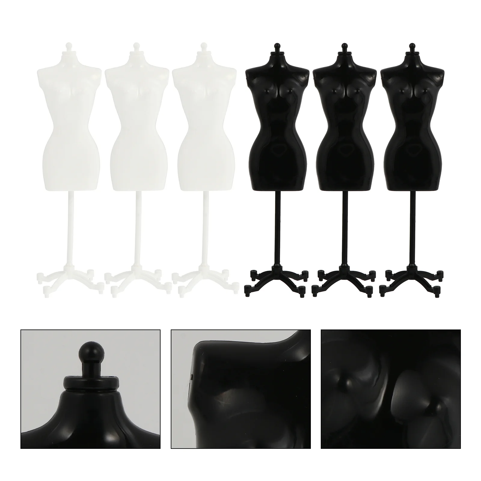 

6 Pcs Miniature Mannequin Clothes Rack Small Dress Stand Toy Accessories Display Black White Durable Lightweight Stylish