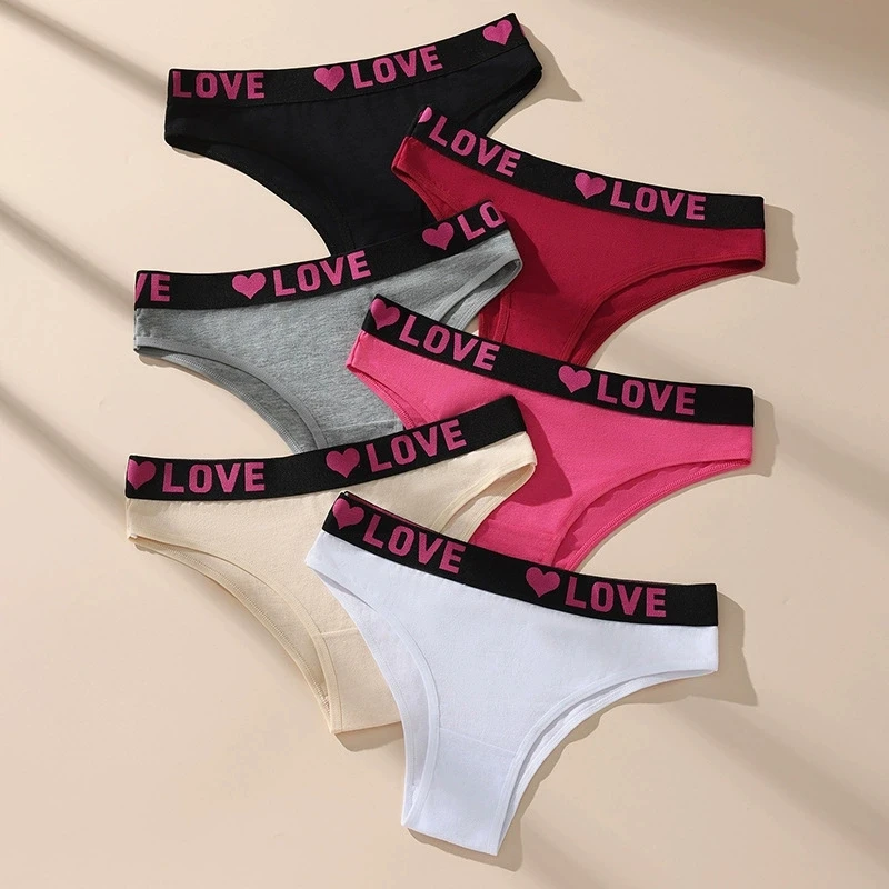 6Pcs Sexy Frauen Höschen Atmungsaktive Baumwolle Unterwäsche Weibliche Komfort Dessous Niedrigen Taille Pantys Weiche Gestreiften Damen Briefs XS-L