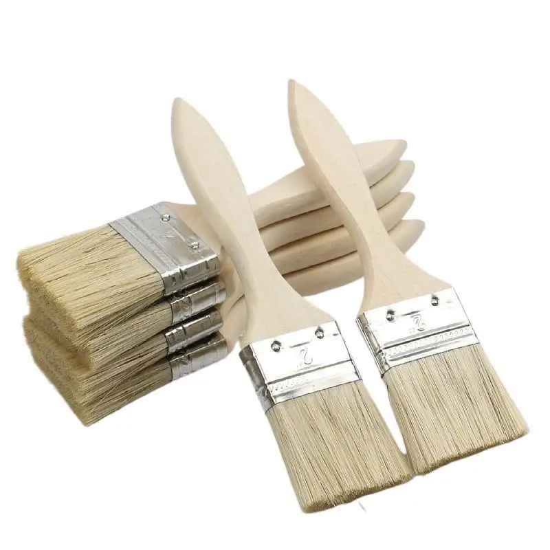 10 pçs pincel pequeno adequado para arte trabalho manual pintura tingimento verniz cola aplicação cabo de madeira reparação interior/exterior