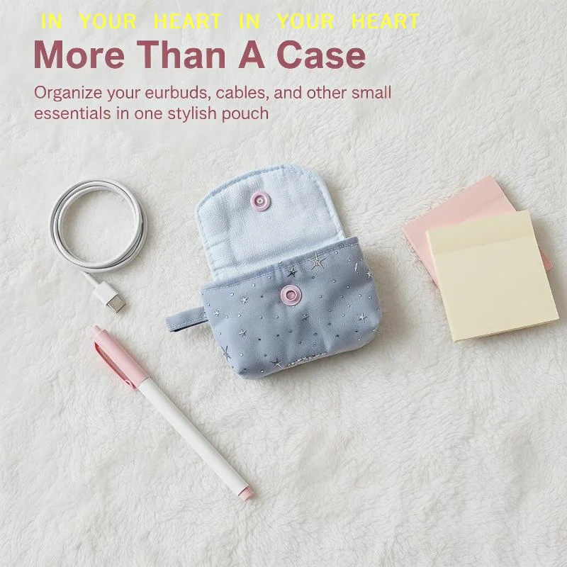 【X】Wireless Mini Earphone Storage Bag Bluetooth Headset Case with Keychain Holder for Safe Carrying