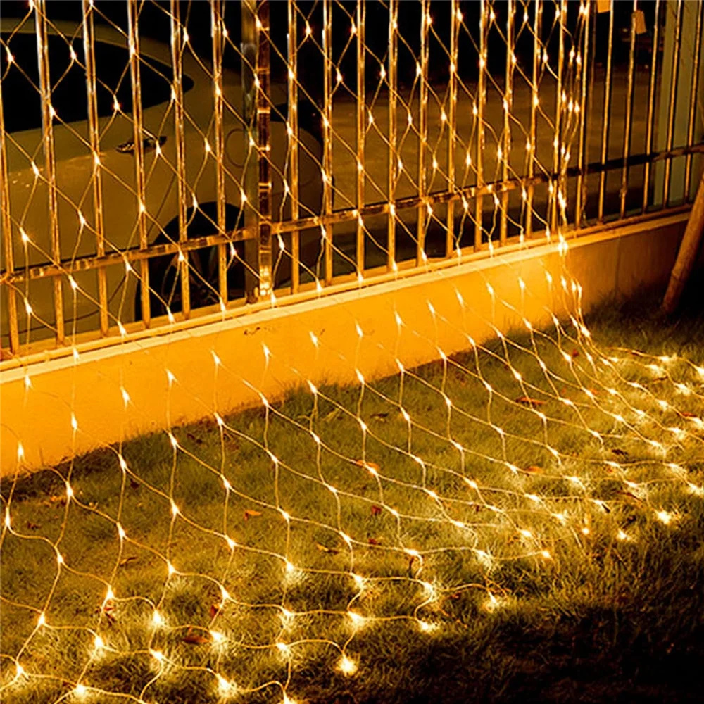 220V Outdoor Christmas Net Lights 8 Modes LED Mesh String Light Connectable Fairy Light Garden Tree Wedding Party Decorations