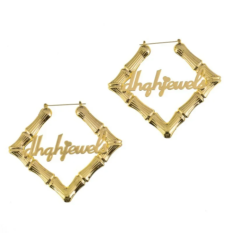 Popular Hip-Hop Customize Square Earrings Punk Large Earring Stainless Steel Earring Anti-Allergy Women Earrings  Jewelry