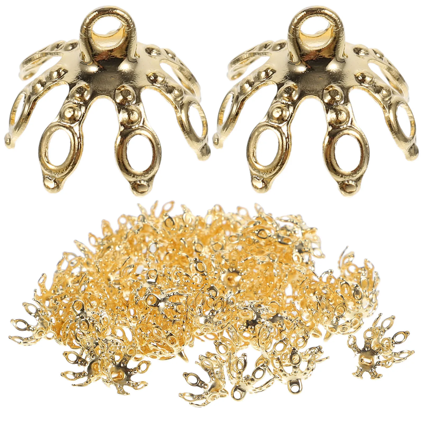 100Pcs Copper Beads Caps Lightweight DIY Jewelry Making Supplies Hair Accessories Necklace Bracelet Bead End Caps