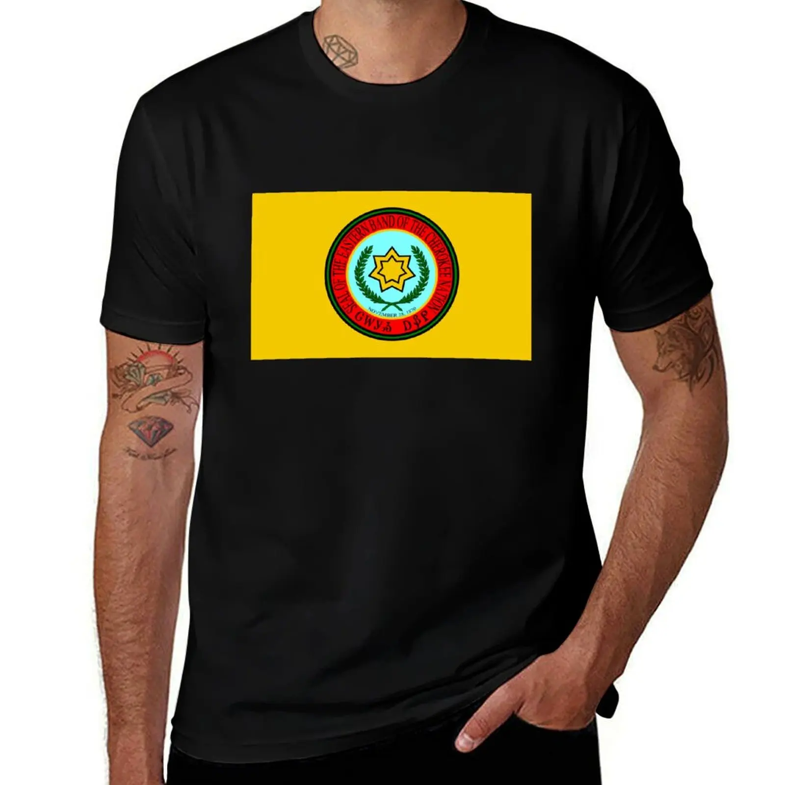 

Flag of the Eastern Band of the Cherokee Nation T-Shirt Anti-Pilling Casual T-Shirt