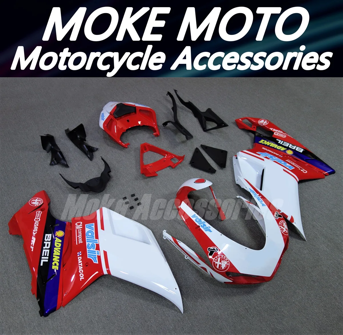 Motorcycle Fairings Kit Fit For 848 1098 1198 2007-2012 Bodywork Set High Quality Abs Injection White Red