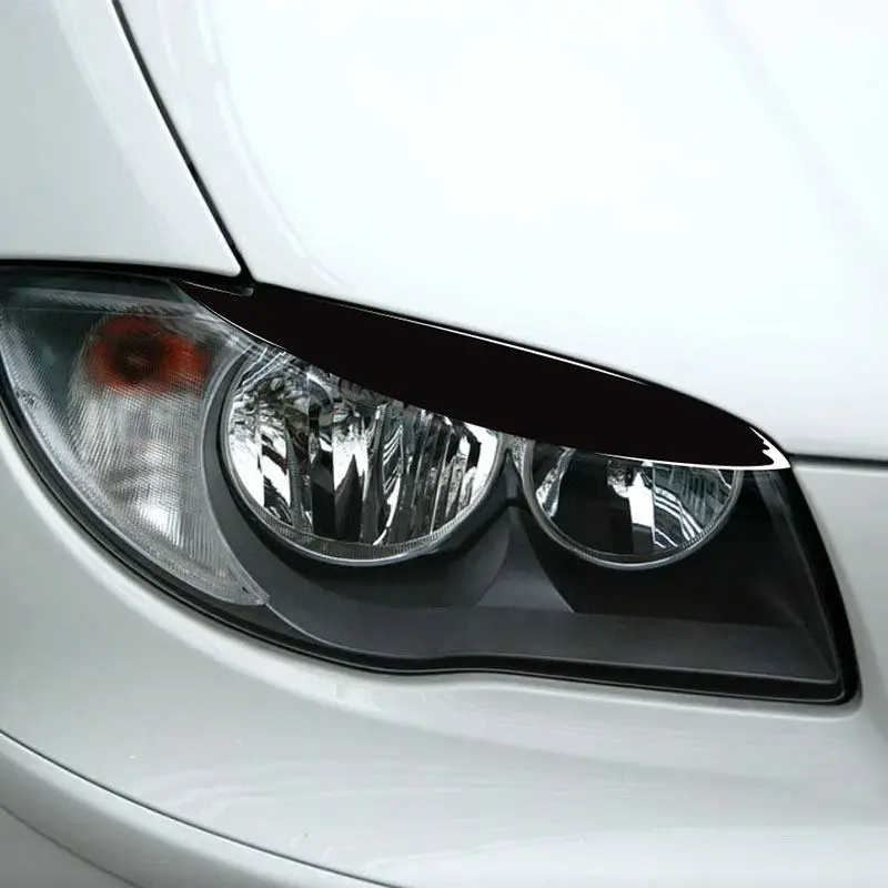 Glossy Black ABS 2pcs Car Headlights Eyebrow Eyelids Cover Trim For BMW 1 Series E81 E82 E87 E88 2004-2014 Car Stickers