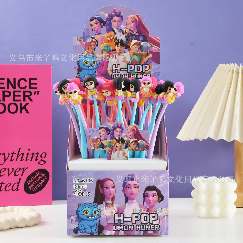 

6/48pcs cartoon neutral pen soft rubber head 0.5mm student writing pen decompression fun press pen stationery shaking pen gift