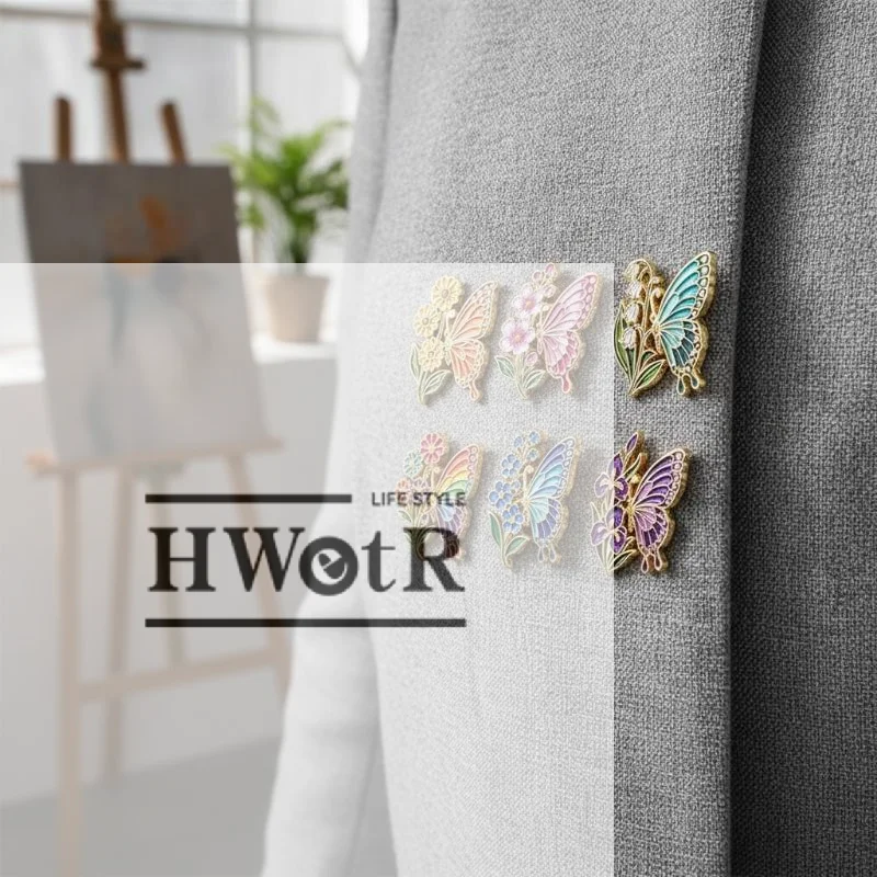 1/6Pcs Vintage Floral Butterfly Brooch Colorful Insect Enamel Pin Set For Coat Collar Lapel Pins Metal Badges Jewelry Gift