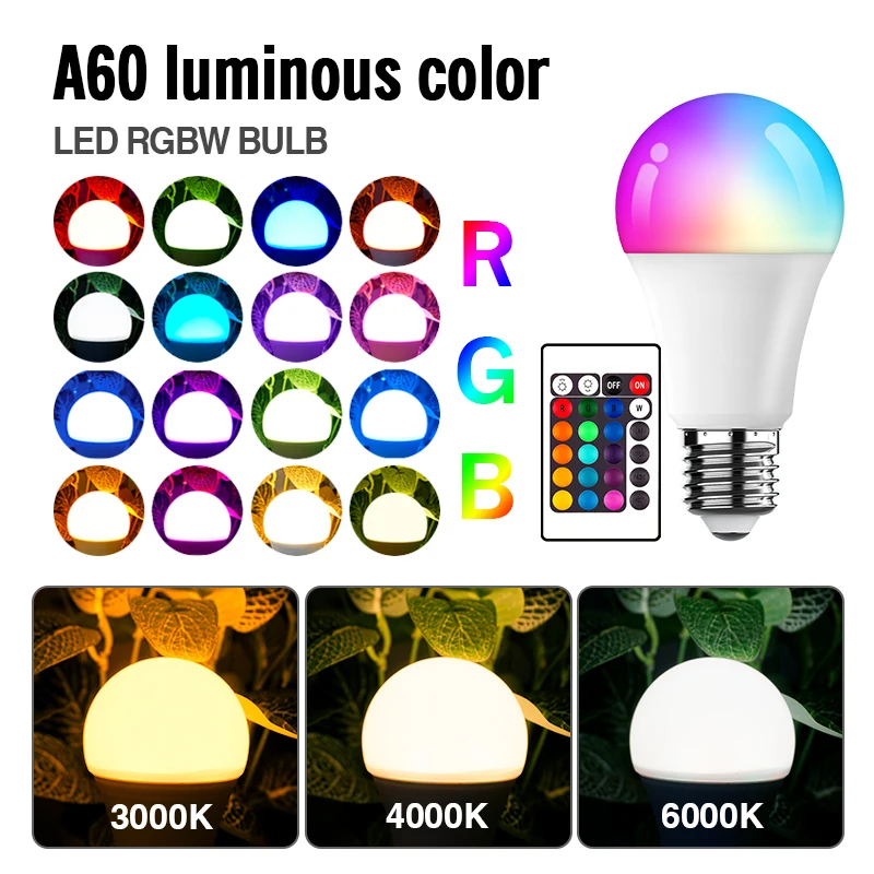 1-10 قطعة 16 ألوان تغيير ضوء E27 مفتاح التحكم عن بعد LED لمبة مصباح 220 فولت عكس الضوء RGB الأبيض تغيير ملون لغرفة النوم المنزلية
