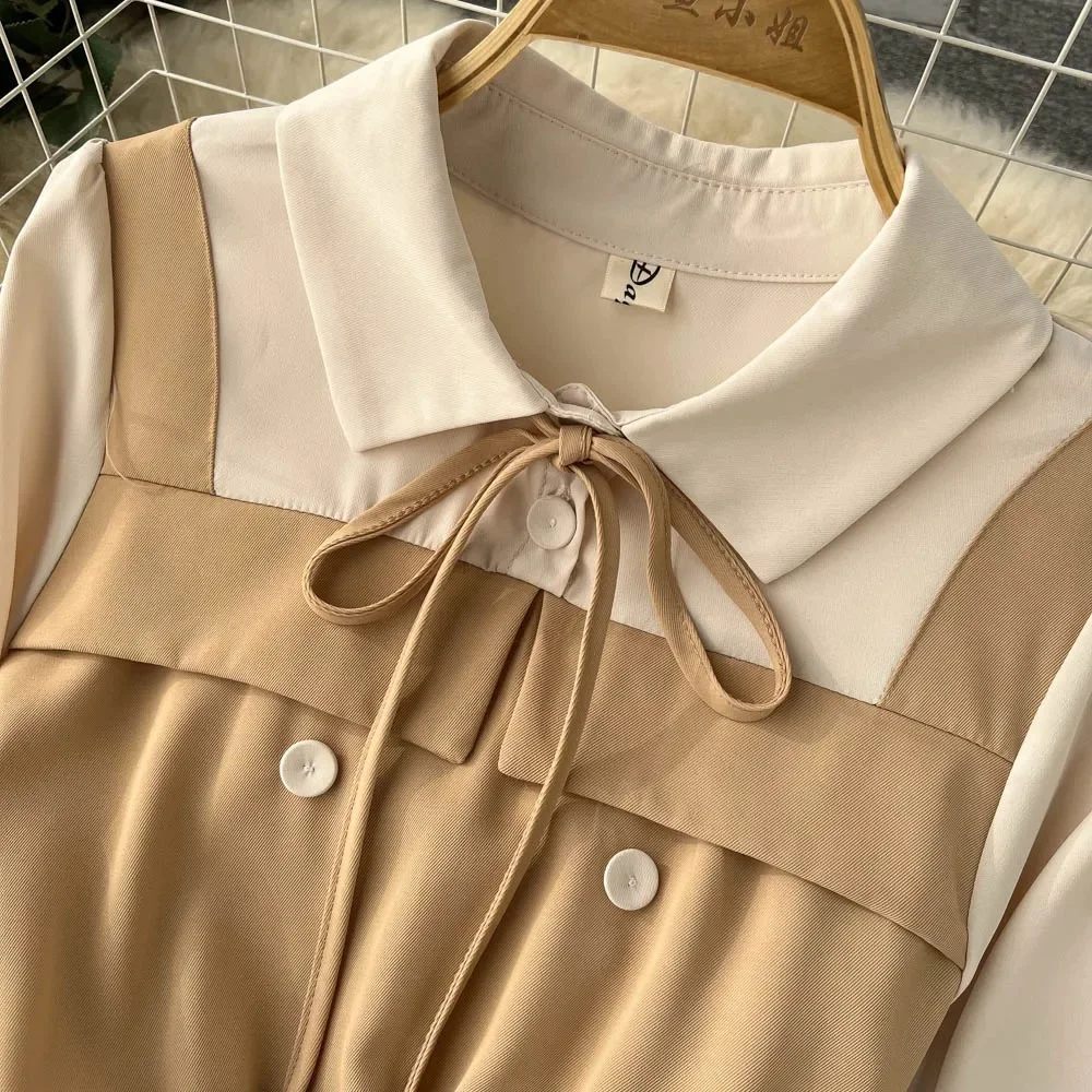 Yuoomuoo-女性用ツーピースセット,長袖シャツ,シックでエレガント,韓国のファッション,春と秋,2023