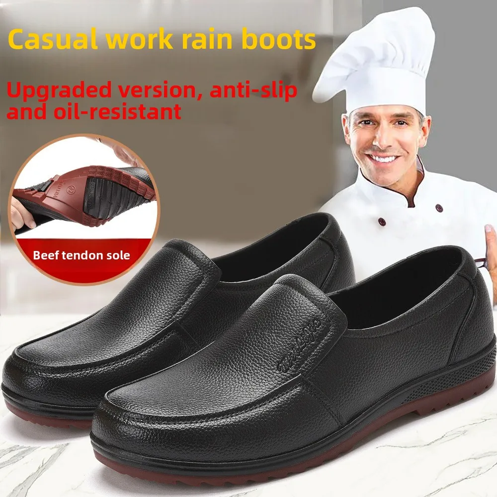 Low-cut Short Tube PVC Rubber Sole Rain Boots Non-slip Waterproof Work Shoes for Kitchen Chefs Fishing & Construction Site Use