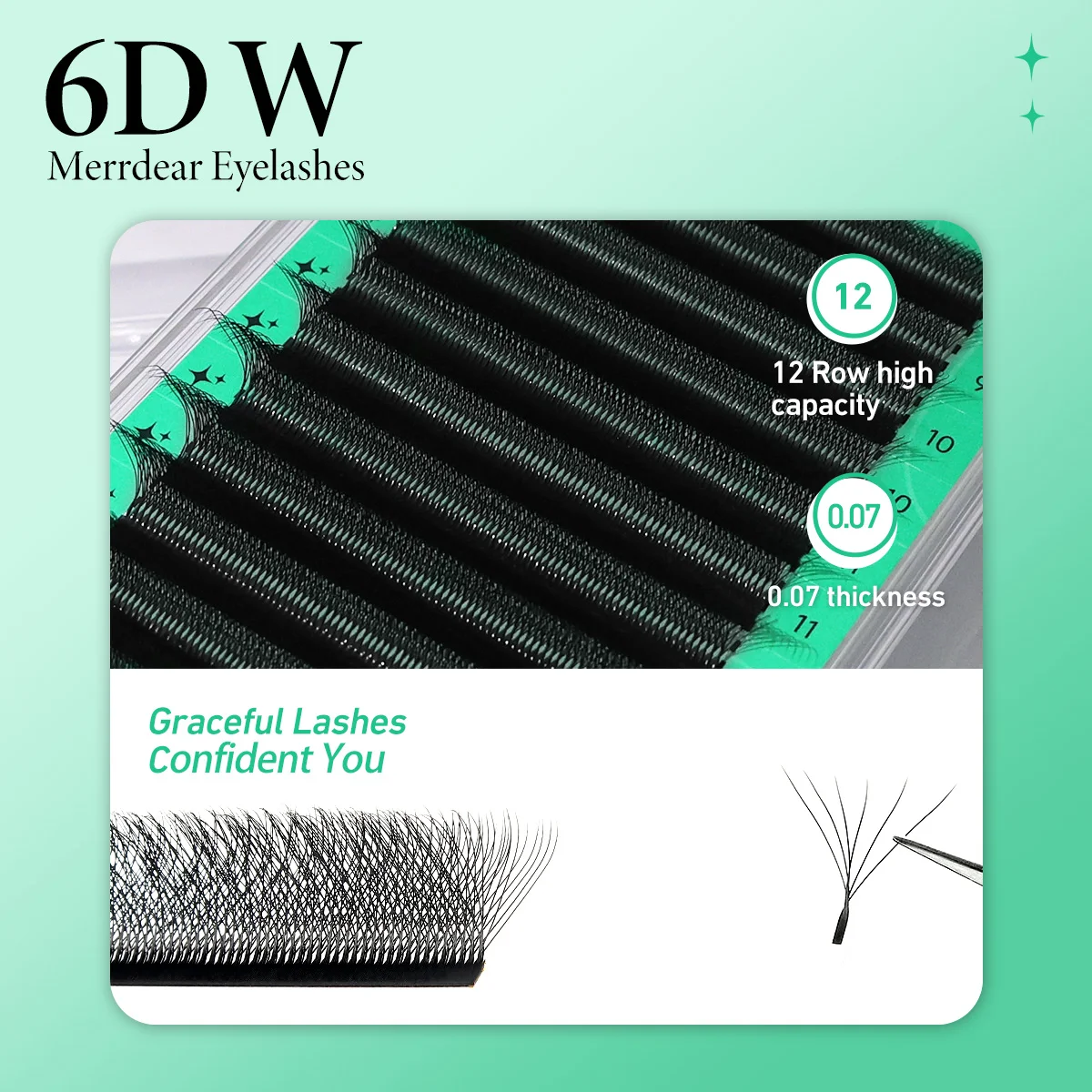 Merrdear Free Shipping 20trays 6D W Shaped Eyelash Extension Premade Volume Fans Lashes Wholesale Flower False Eyelashes 6d Lash