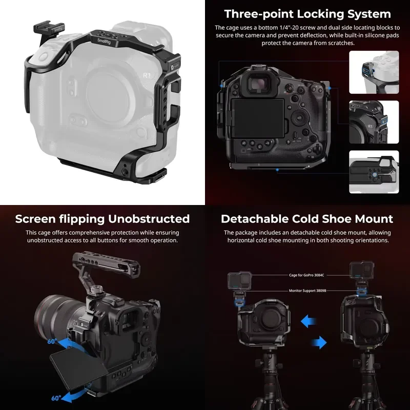 

【CHIMU HOME】Detachable Full-Cover Camera Cage For R1, Built-In Cold Shoe & 1/4-20 Quick Release Base Plates