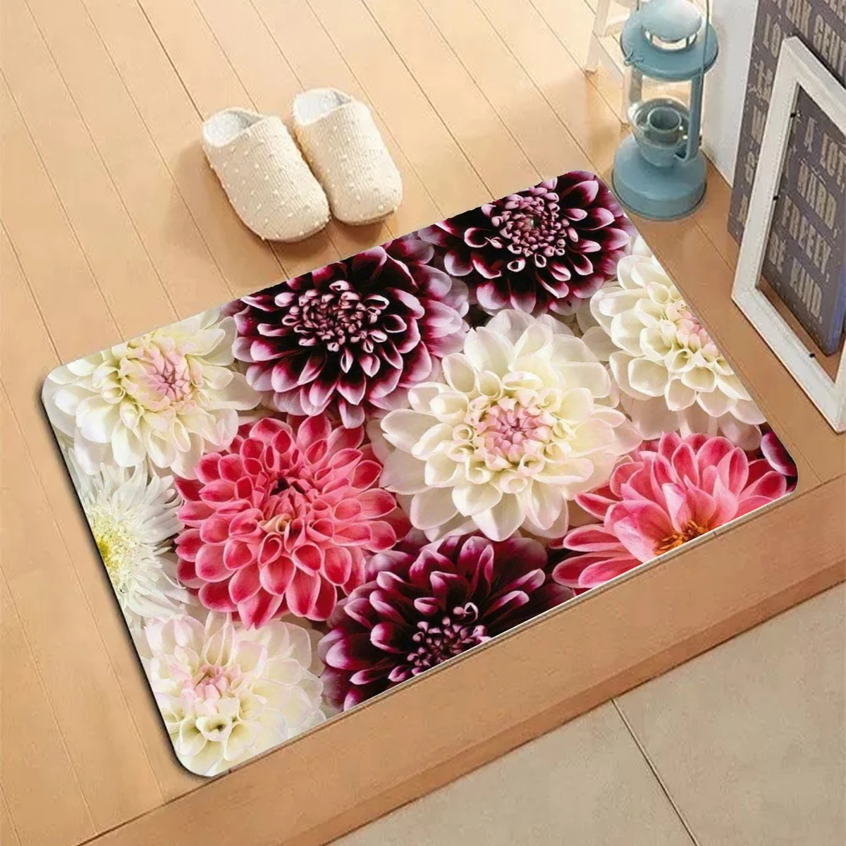 

Dahlia Flowers Carpet Entrance Floor Mat Doormat Non-slip Living Room Kitchen Bedroom Print Decor Rug Modern style