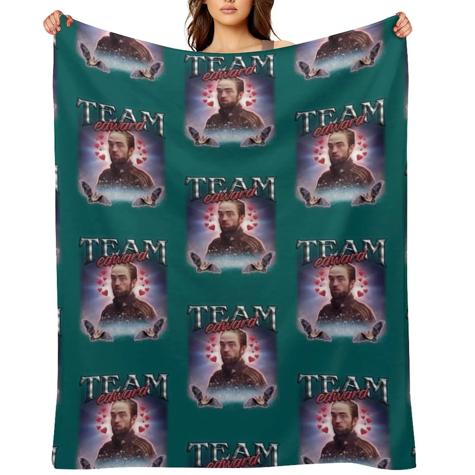 

Team Edward Twilight Cursed Fan Collage Throw Blanket wednesday blankets and throws anime Luxury Throw Blankets