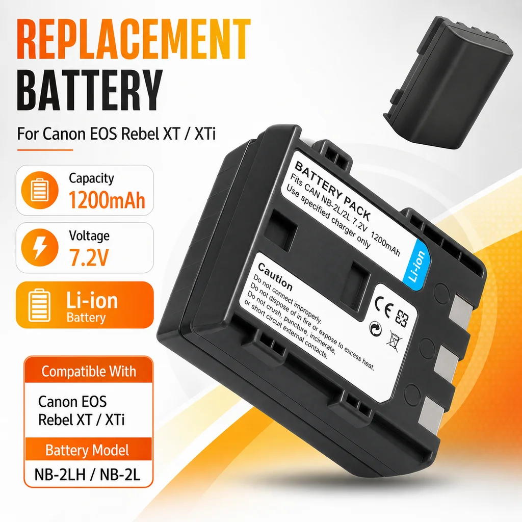 Premium Replacement Camera Battery NB-2LH NB-2L 1200mAh Li-ion Rechargeable For Canon EOS Rebel XT XTi G7 G9