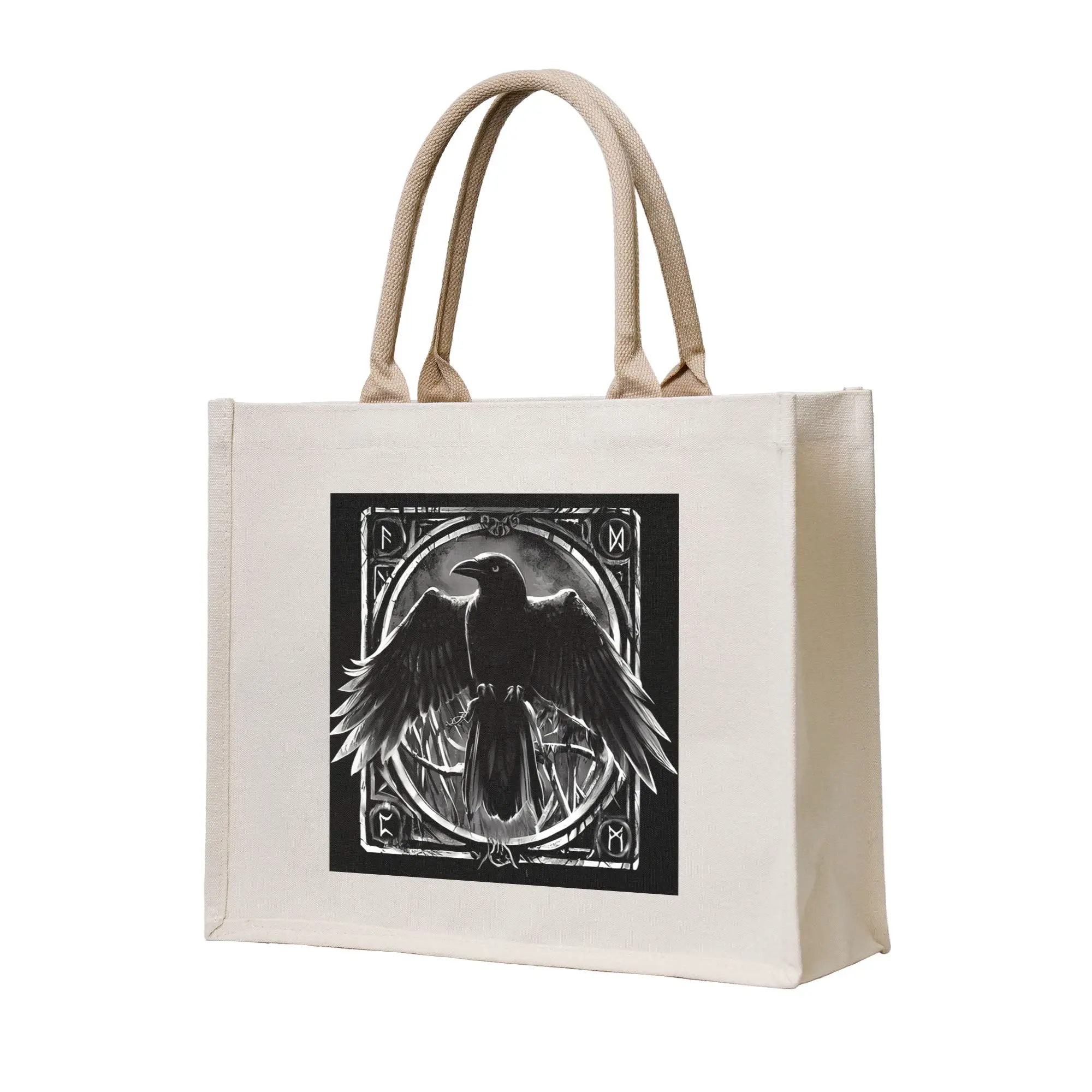 

Сумка-шоппер Odin's Watcher Yggdrasil Raven из холщовой ткани, многоразовая, для женщин, на плечо, дорожная сумка