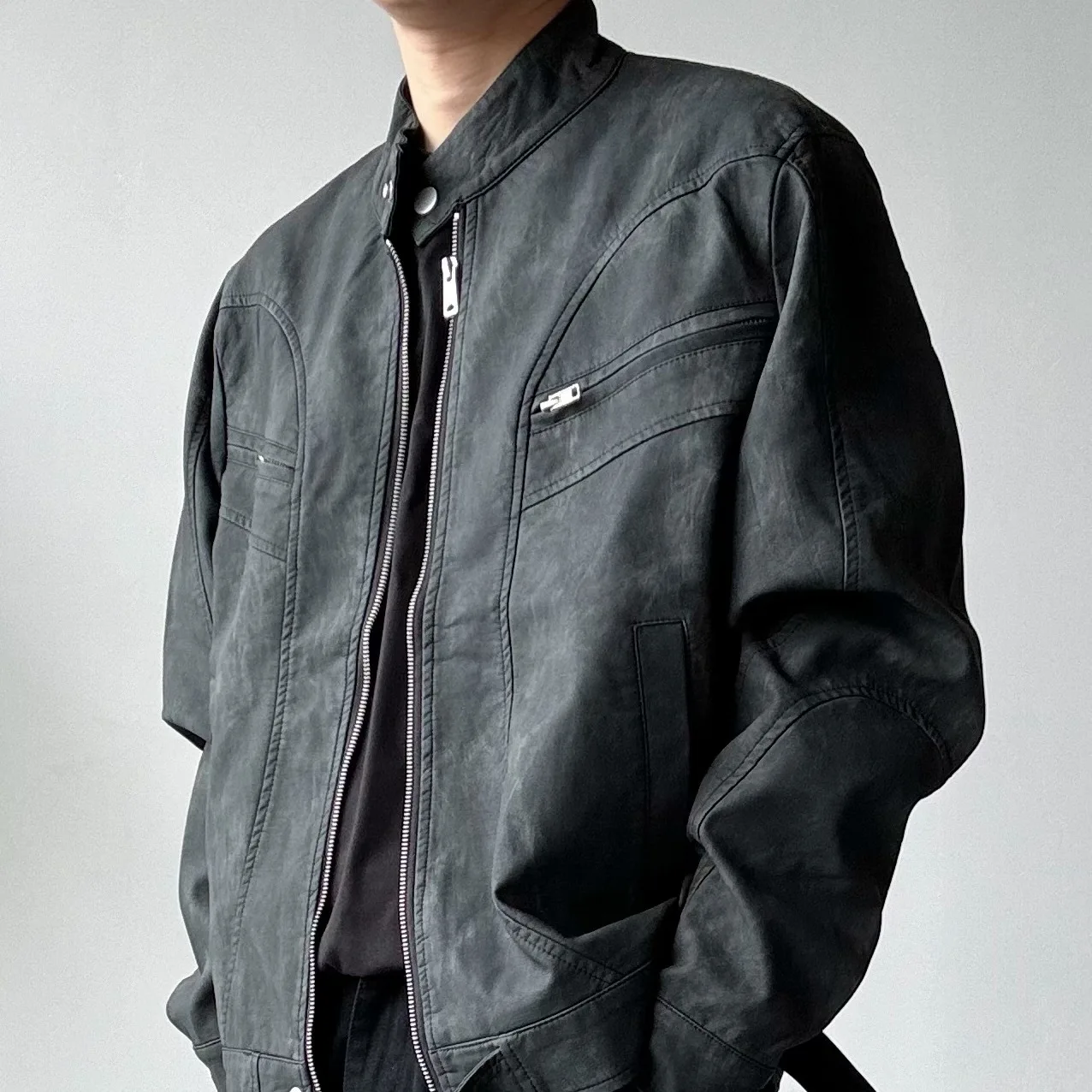 

Street Trend Loose Locomotive Suit Leather Jacket Men's Tide Ruffian Handsome High Sense Pilot PU Leather Jacket Jacket