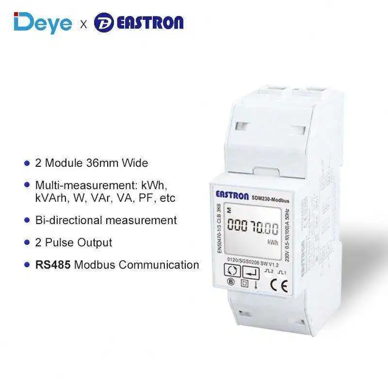 Growatt มิเตอร์ไฟฟ้าเฟสเดียว SDM230 Modbus V1 PV เซ็นเซอร์พลังงานแสงอาทิตย์สมาร์ท