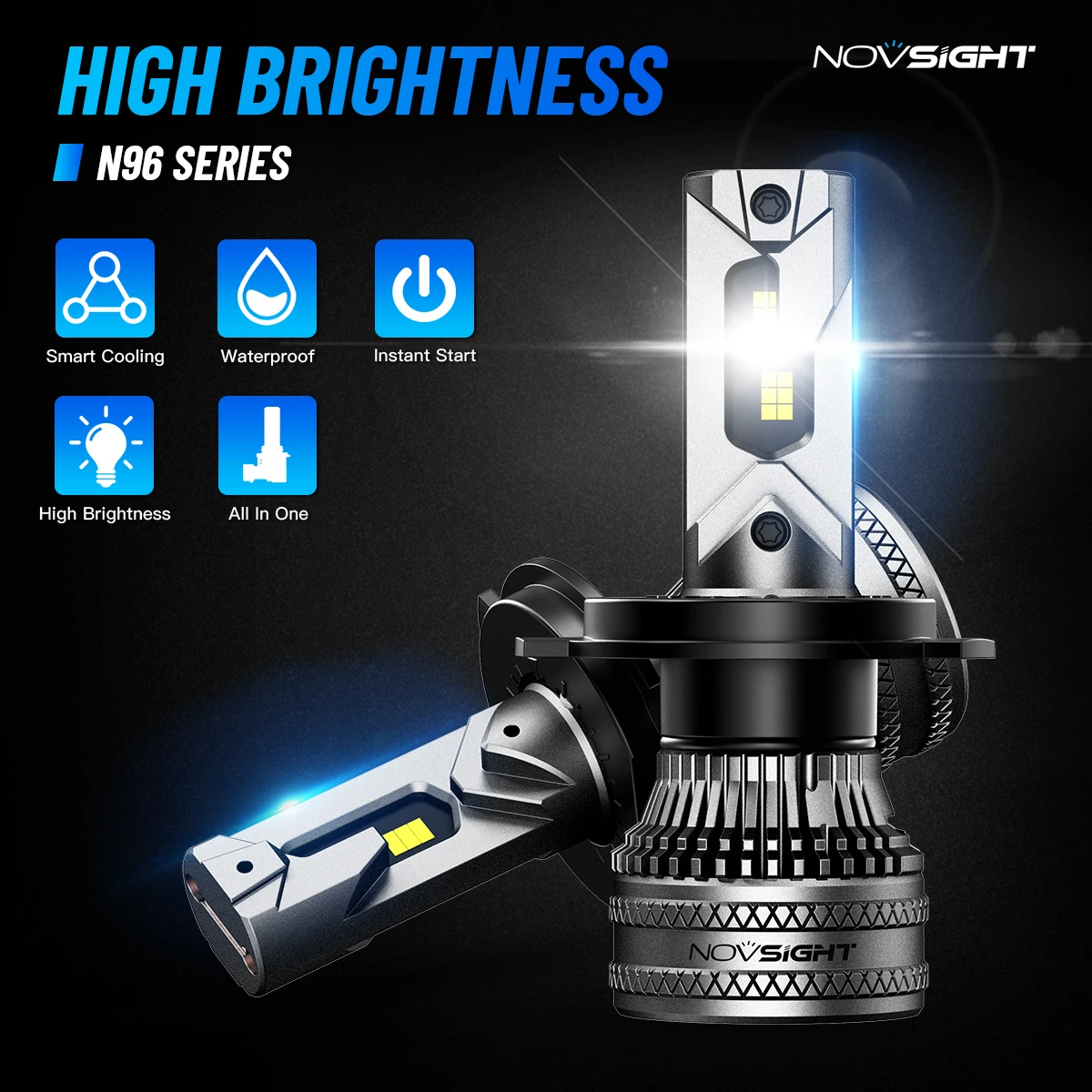 NOVSIGHT LED Headlight For Car H4 H7 LED H11 9005 9006 6500K 40000LM 200W LED Auto Headlamp Fog Light Bulbs IP68 A500 N96
