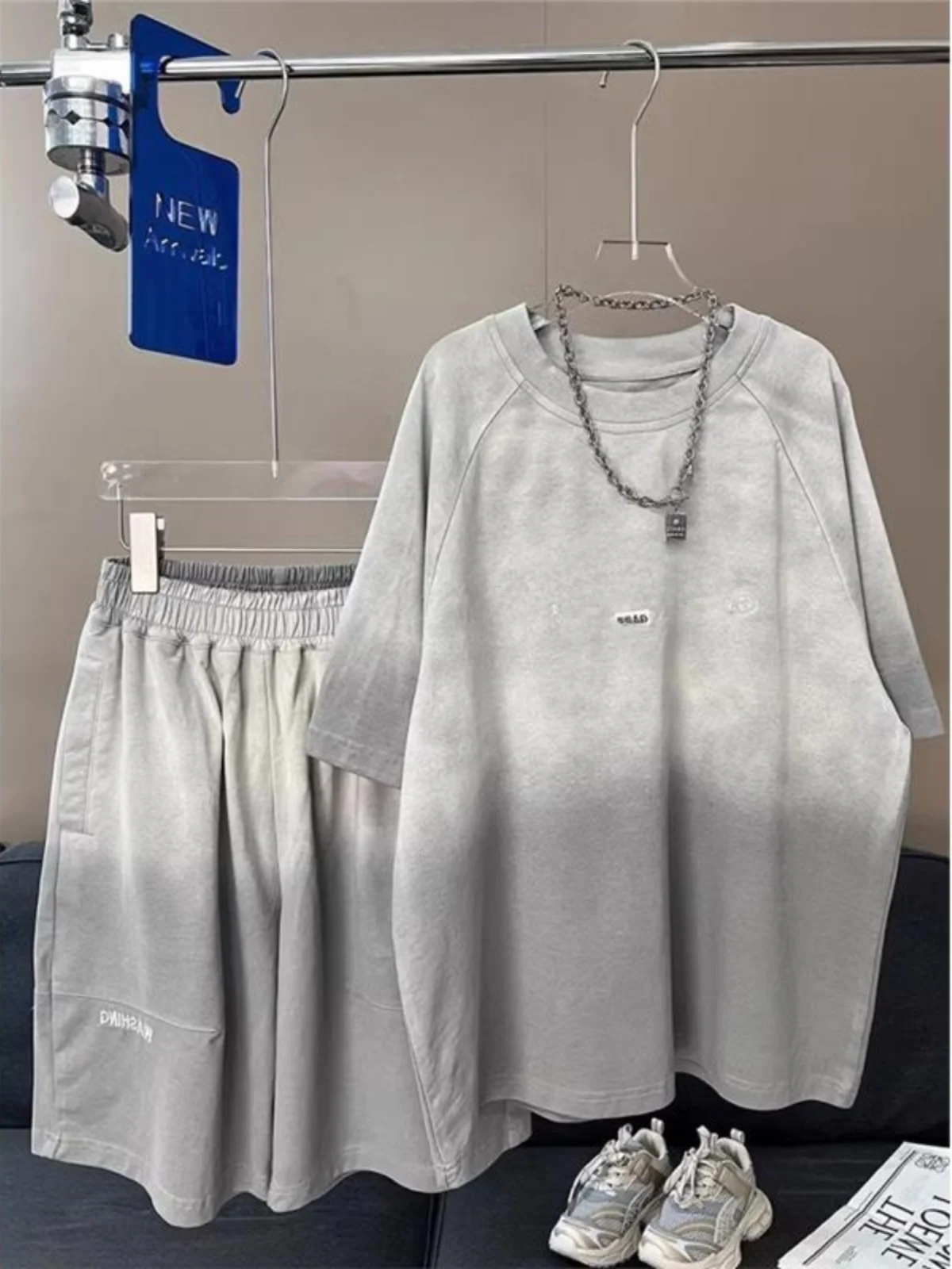 

Большой размер 300 Pou adient Design, повседневный комплект, мужская футболка ort Sve, модный комплект из двух предметов, летняя одежда для пар