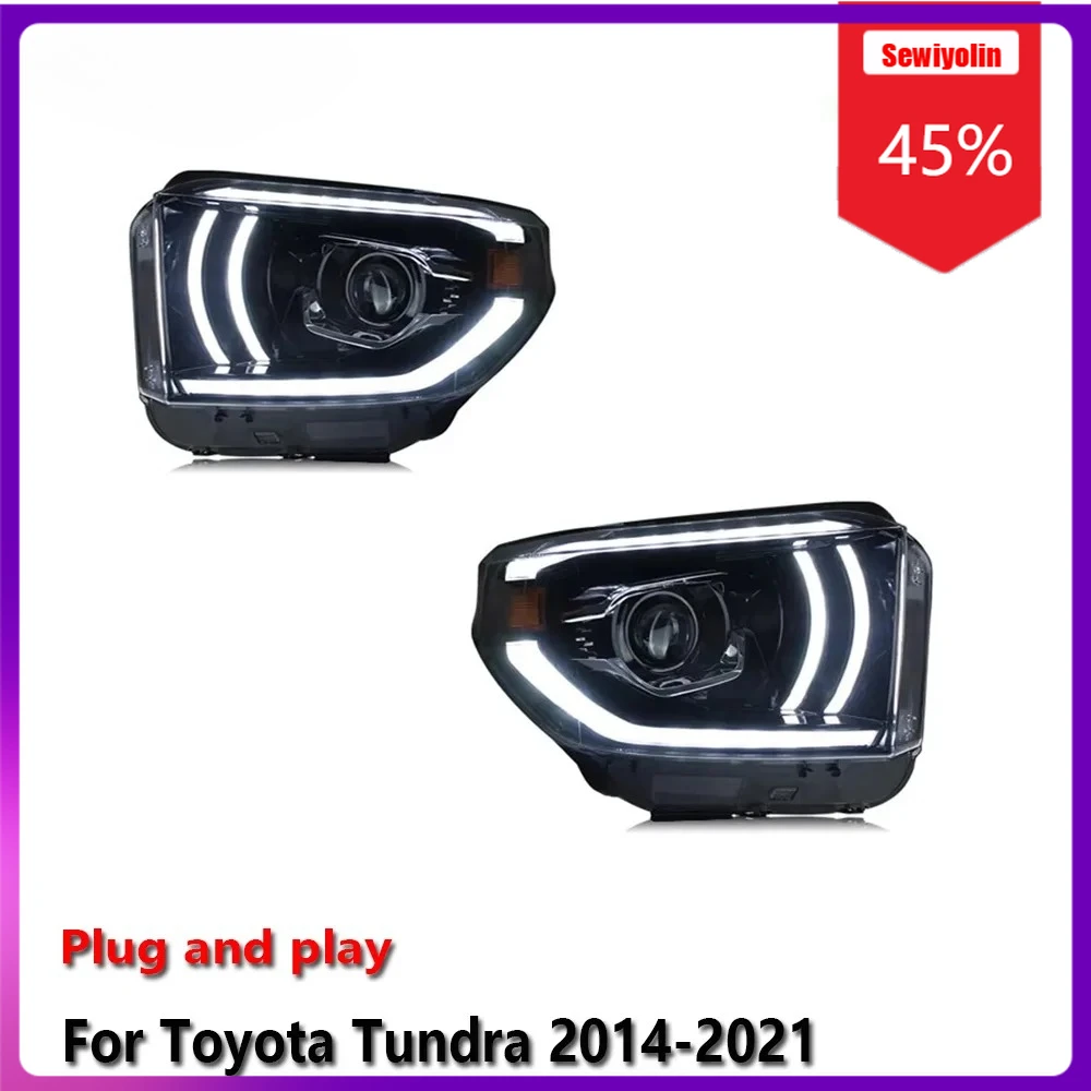 

Sewiyolin автомобильные светодиодные лампы фары в сборе для Toyota Tundra 2014-2021 авто противотуманные фары DRL тормозной указатель поворота