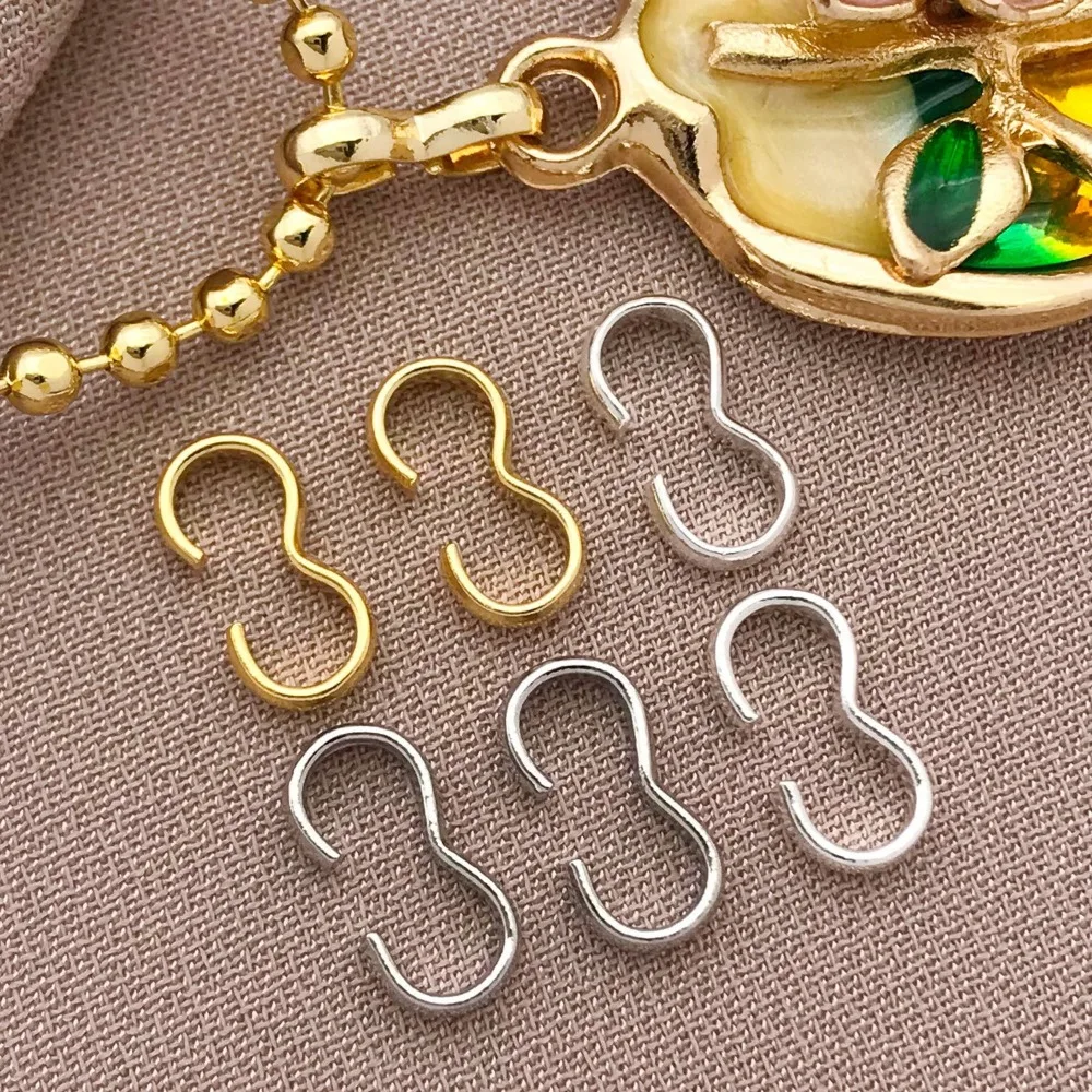 10 шт., 18 К, медная пряжка с 3 символами, натуральная золотая открытая ювелирная пряжка, аксессуары, сделай сам, толстая серебристая соединительная пряжка