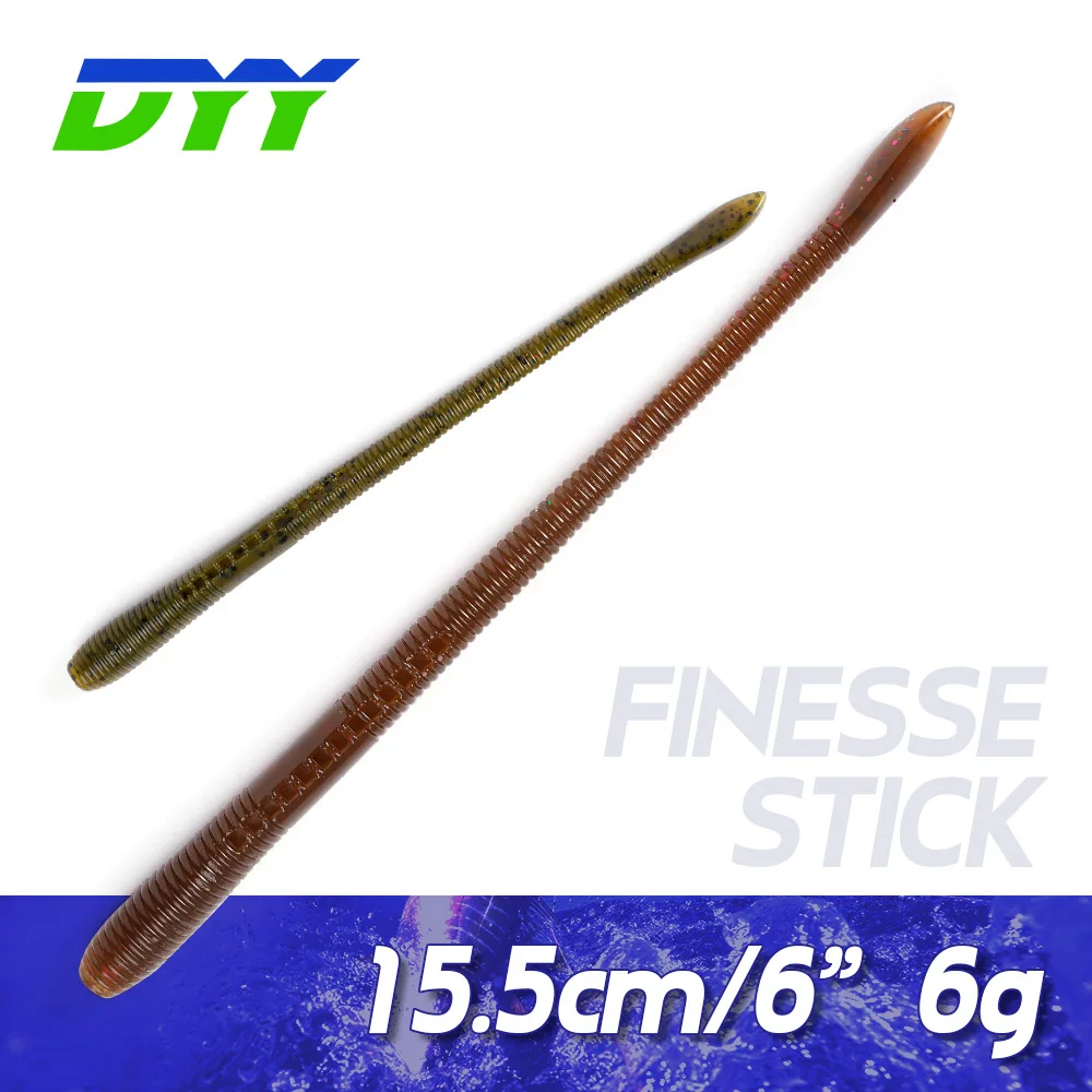 

DYY Finesse Stick Soft Bait 15.5cm 6" Silicone Worm Floating Minnow Swimbait Wobblers Freshwater Bass Pike Soft Fishing Lures