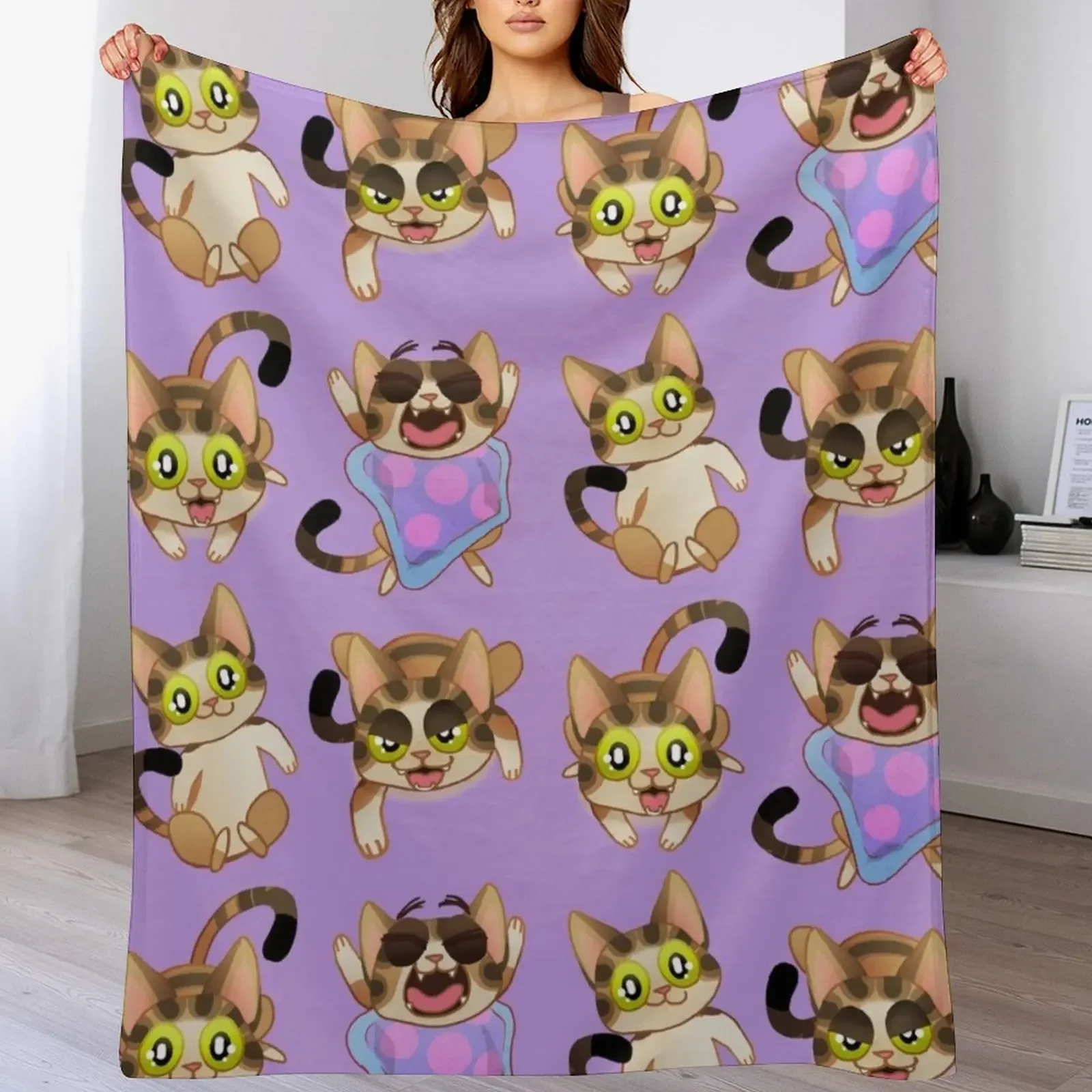 

Gilbert the kitten pattern! 3 Throw Blanket Luxury Designer Bed Fashionable Sofa Throw Comforter Blankets