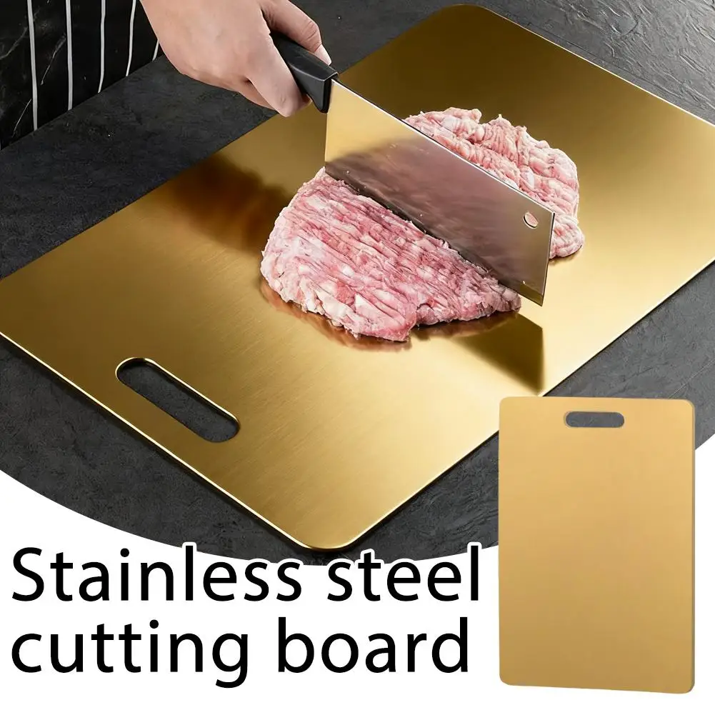 

Titanium Cutting Boards for Kitchen Stainless Board 304 Steel Thickened Double Sided Food Grade Portable Fruit Meat Chopping