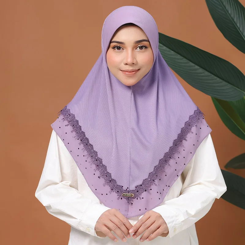 

Ид Кружева Амира Вышивка Мгновенный Шарф Мусульманский Хиджаб Женский Платок с Бриллиантами Жемчужный Шифон Головной Убор Вытягивающийся Головной Убор Никаб