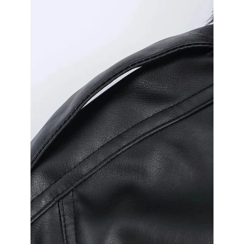 خريف شتاء جديد ملابس خارجية المرأة سترة جلدية جديدة انفصال الفراء طوق كم طويل جاكيت زيبرا شارع العليا معطف قصير #3