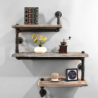 Storage Rack, 3 Tier Wood Wall Shelves with Metal Rack, 3-tier Floating Storage Shelf for living room, bedroom, kitchen, office