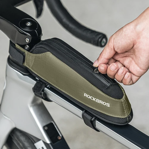 ROCKBROS-bolsa para bicicleta portátil, bolsa para tubo superior de ciclismo, bolsa de herramientas para teléfono de montaña y carretera, bolsillo reflectante ultraligero para alforja de bicicleta