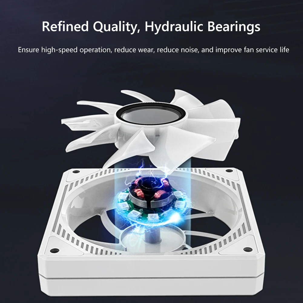 120mm Chassis Radiator 24LEDs 9-blade Luminous PC Case Fans Auto Speed Regulation Smart Temperature Control for Desktop Computer