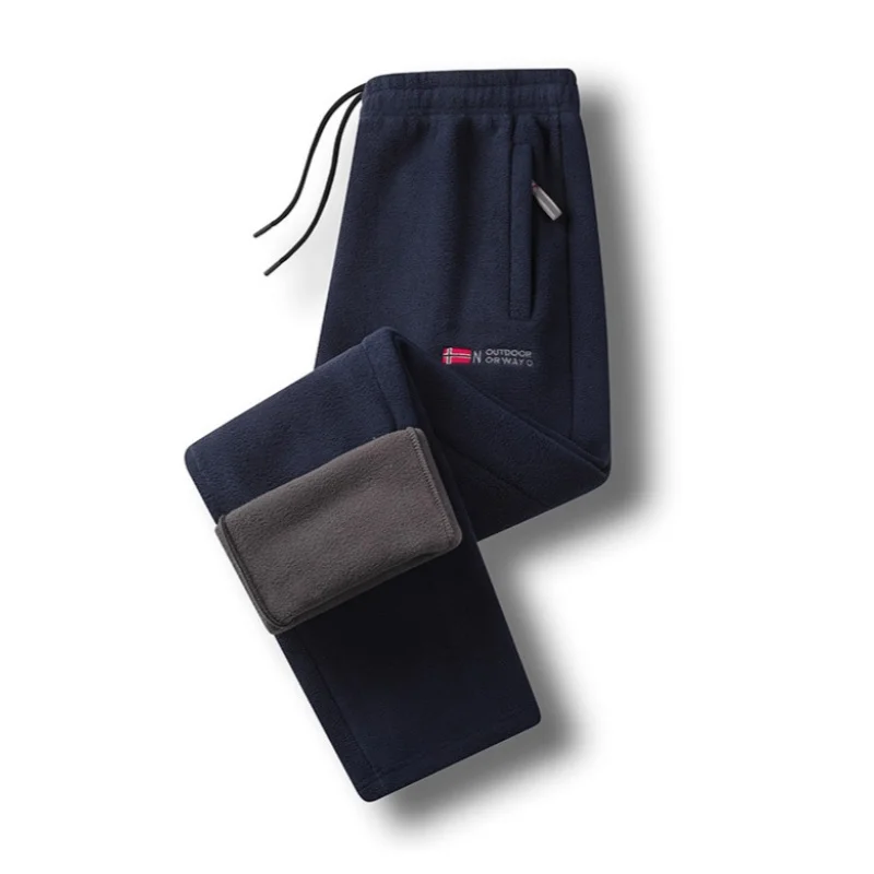 

New Embroidered Thickened Fleece Lined Anti-cold Cotton Men's Sports Pants Winter Warm Casual Trousers Comfortable Fit