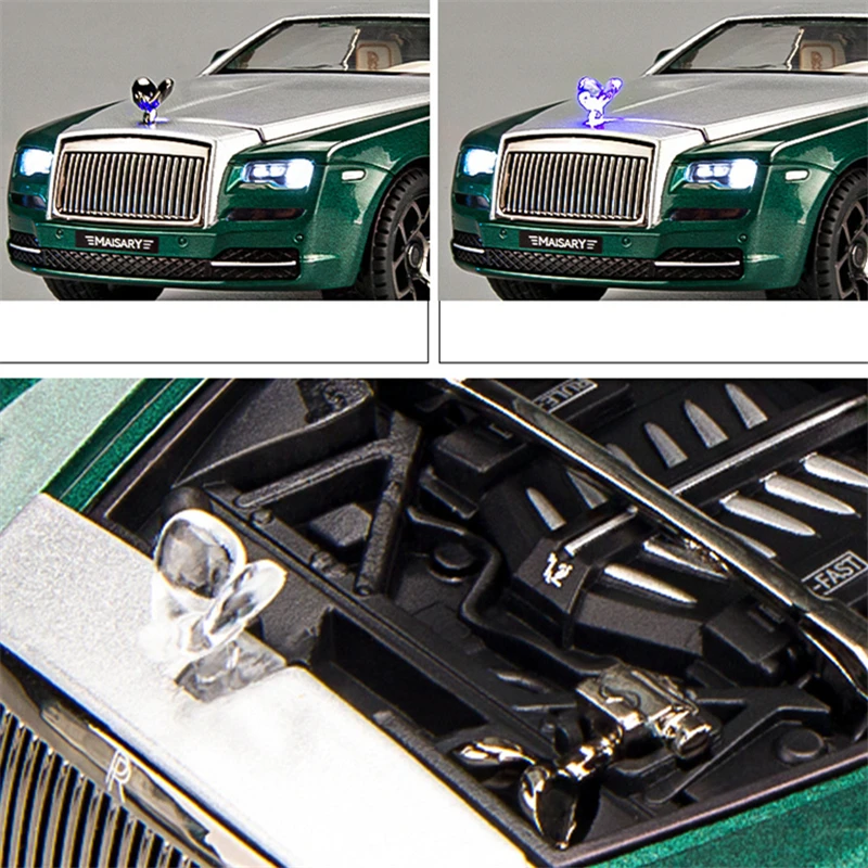 1/22 Rolls Royce Wraith Alloy Car Model Diecasts Metal Toy Luxy Car Model Collection Simulation Sound and Light Childrens Gifts