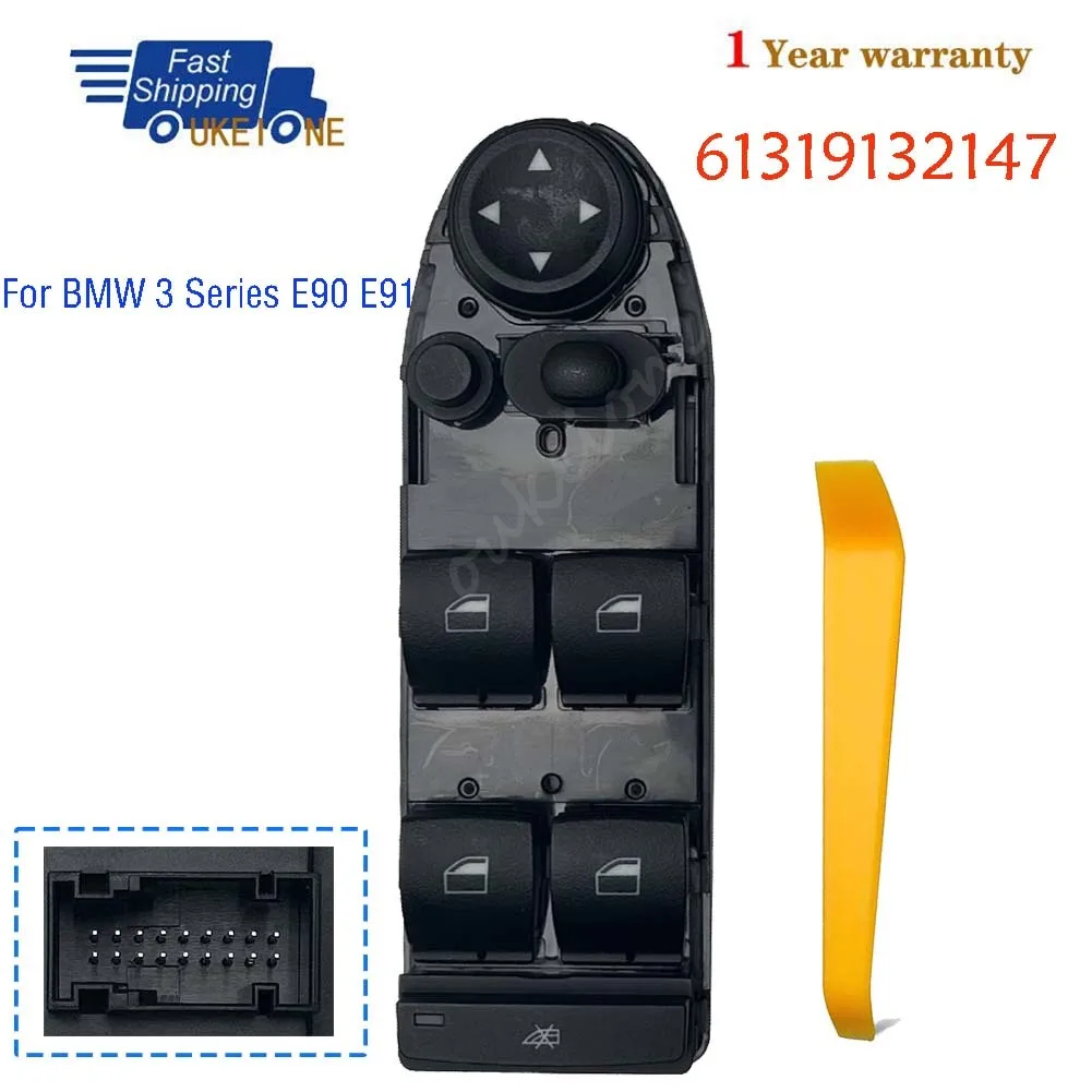 

61319132147 For BMW 3 Series E90 E91 Master Driver Side Electric Power Window Switch Lifter Control Regulator Button Parts