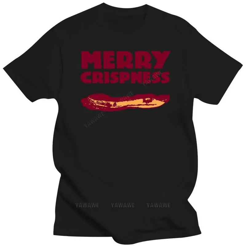 Fashion mens t-shirts top Merry Crispness Bacon Gift Food Party Holiday Funny Christmas-Mens T-Shirt summer unisex short sleeve