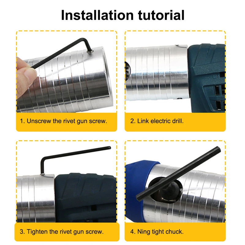 Imagem -05 - Rebite Elétrico Nut Gun Pull Drill Riveter Adaptador de Conversão para Rebitador sem Fio Nozzle Nut Tool Pistola de Pregos Manual Ferramentas de Rebitagem