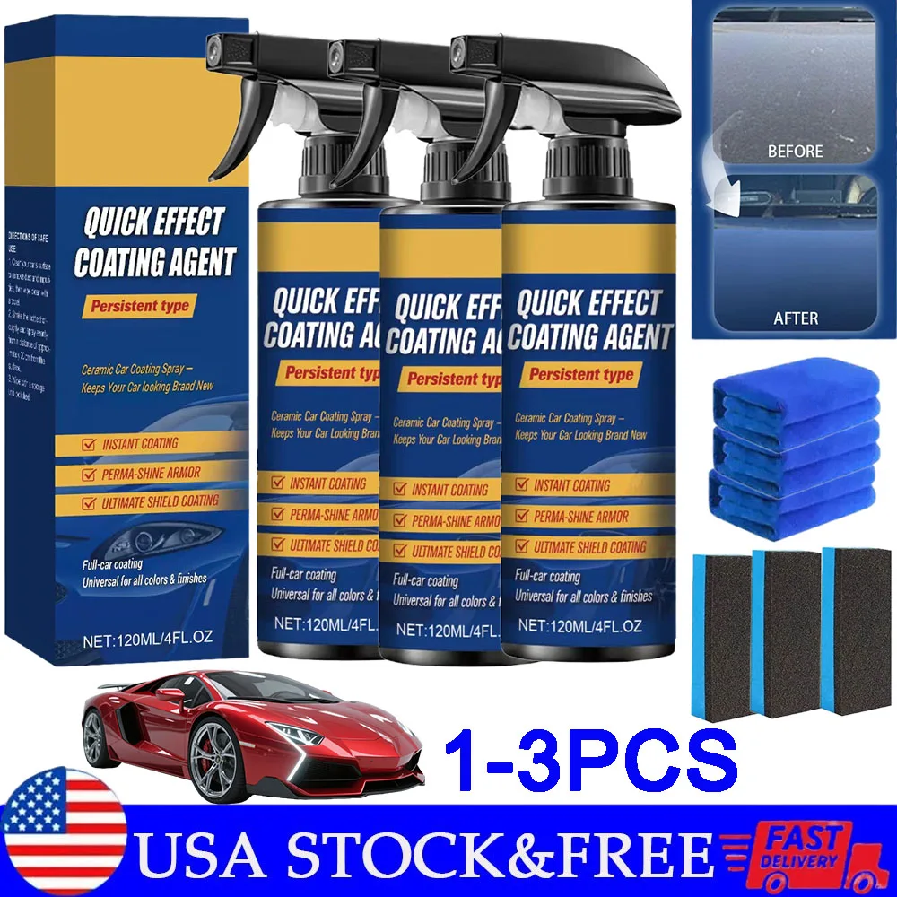 1/2/3 قطعة رذاذ طلاء السيارة ، عامل طلاء تأثير سريع ، سائل رذاذ تلميع الشمع لخدش السيارة