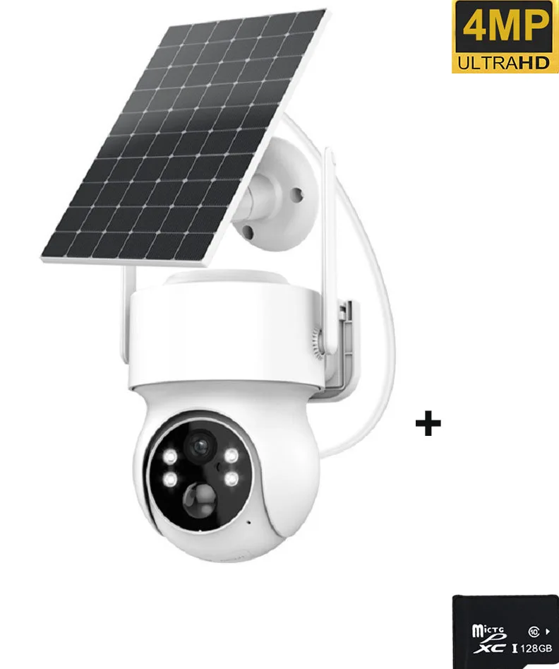 Outdoor WiFi PTZ-camera 4MP HD Draadloze IP-camera op zonne-energie met ingebouwde batterij Videobewaking voor huisbeveiliging iCsee